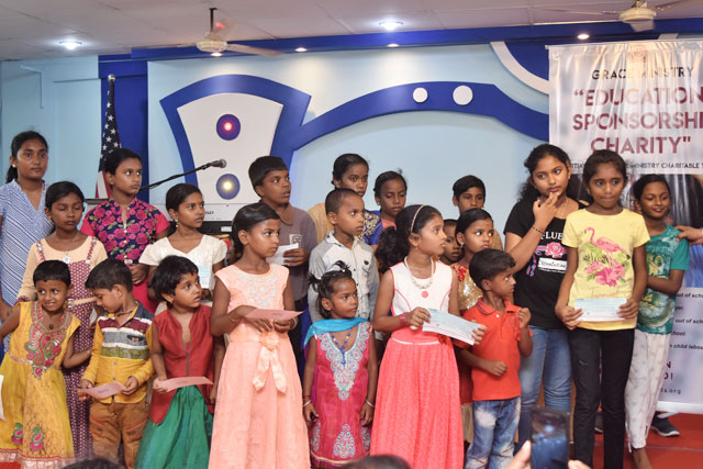 Grace Ministry Inaugurates Free Monthly Education scholarship for 25 needy and poor students at Prayer Center, Mangalore here on Sunday, April 14.